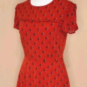 Forever 21 Women's Red Print Lined Fit & Flare Mini Dress Size S Small